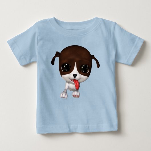 Cute Cartoon Puppy Blue Baby T-Shirt (Voorkant)