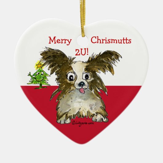 Cute Cartoon Puppy Dog Heart Ornament (Voorkant)