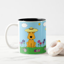 Cute Cartoon Puppy Dog in tuinbouw Mok