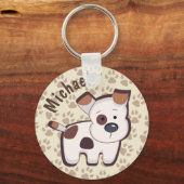 Cute Cartoon Puppy Dog Persoonlijk Sleutelhanger (Voorkant)