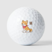 Cute Cartoon Puppy Dog Shiba Inu Monogram Initial Golfballen (Voorkant)