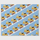 Cute Cartoon Puppy Dog w Sled Wrapping Paper Cadeaupapier (Vlak)