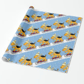 Cute Cartoon Puppy Dog w Sled Wrapping Paper Cadeaupapier (Uitgerold)