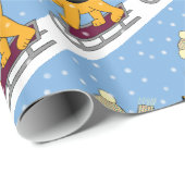 Cute Cartoon Puppy Dog w Sled Wrapping Paper Cadeaupapier (Rol Hoek)