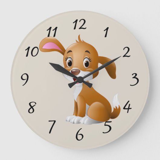 Cute Cartoon Puppy Grote Klok (Voorkant)