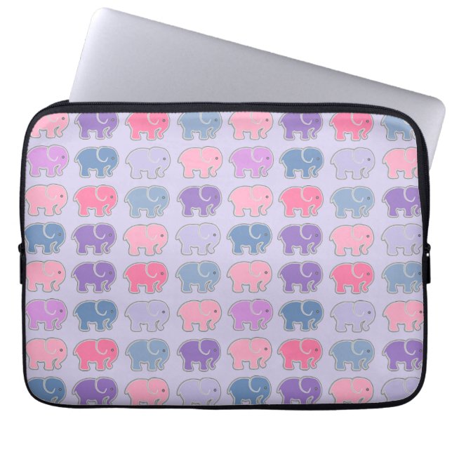 Cute Cartoon Purple Elephant Pattern Laptop Sleeve (Voorkant)