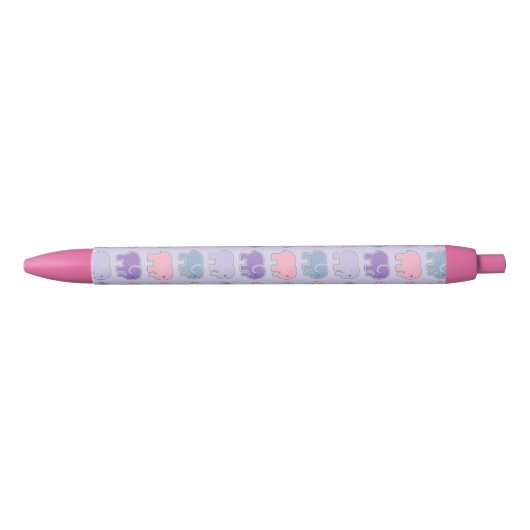 Cute Cartoon Purple Elephant Pattern Zwarte Inkt Pen (Voorkant)