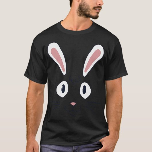 Cute Cartoon Rabbit Face Easter Bunny Costume T-shirt (Voorkant)