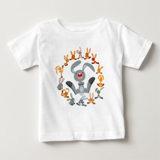 Cute Cartoon Rabbits Mandala Baby T-Shirt (Voorkant)