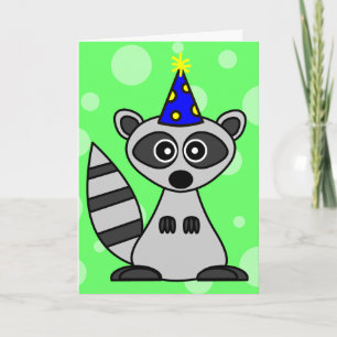 Cute Cartoon Raccoon Birthday Card Kaart