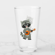 Cute Cartoon Raccoon die Banjo Glass Tumbler speel