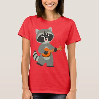 Cute Cartoon Raccoon die Banjo Women T-Shirt speel