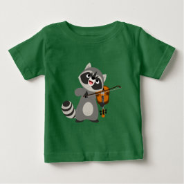Cute Cartoon Raccoon die Violin Baby T-Shirt speel