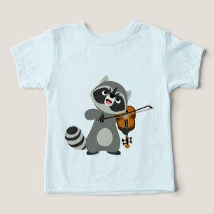 Cute Cartoon Raccoon die Violin Baby T-Shirt speel