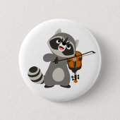 Cute Cartoon Raccoon die Violin speelt Ronde Button 5,7 Cm (Voorkant)