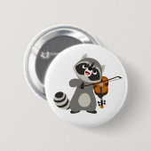 Cute Cartoon Raccoon die Violin speelt Ronde Button 5,7 Cm (Voorkant /achterkant)