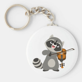 Cute Cartoon Raccoon die Violin speelt Sleutelhanger