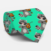 Cute Cartoon Raccoon die Violin speelt Stropdas (Opgerold)