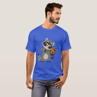 Cute Cartoon Raccoon die Violin speelt T-shirt