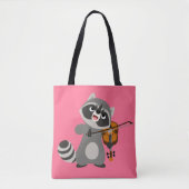 Cute Cartoon Raccoon die Violin speelt Tote Bag (Voorkant)
