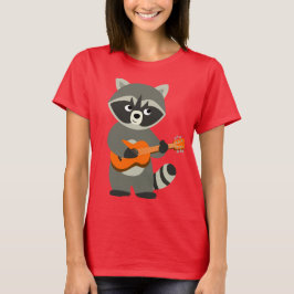 Cute Cartoon Raccoon Guitar Women T-Shirt
