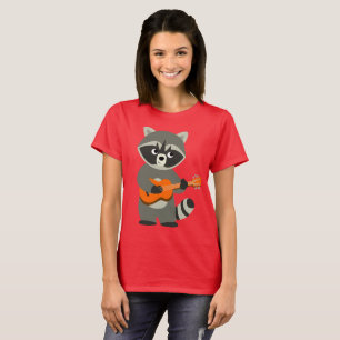 Cute Cartoon Raccoon Guitar Women T-Shirt