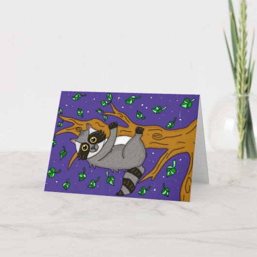 Cute Cartoon Raccoon, hoe gaat het? Kaart (Voorkant)