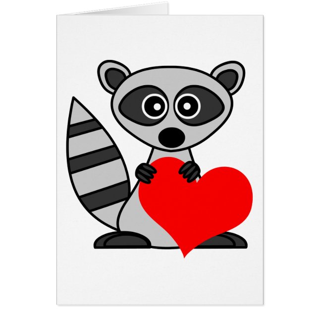 Cute Cartoon Raccoon Holding Heart (Voorkant)