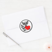 Cute Cartoon Raccoon Holding Heart Ronde Sticker (Envelop)