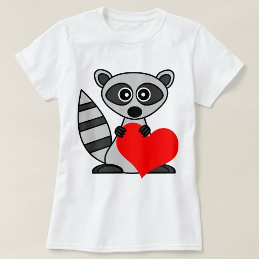 Cute Cartoon Raccoon Holding Heart T-shirt (Design voorkant)