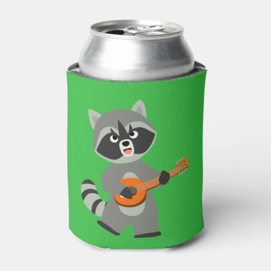 Cute Cartoon Raccoon Palling Banjo Koelbox Blikjeskoeler (Blikje Voorkant)