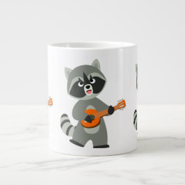 Cute Cartoon Raccoon Plays Banjo Grote Koffiekop