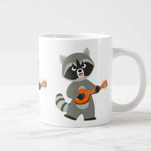 Cute Cartoon Raccoon Plays Banjo Grote Koffiekop