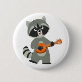 Cute Cartoon Raccoon Plays Banjo Ronde Button 5,7 Cm (Voorkant)