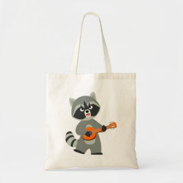 Cute Cartoon Raccoon Plays Banjo Tote Bag