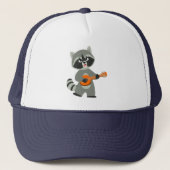 Cute Cartoon Raccoon Plays Banjo Trucker Pet (Voorkant)