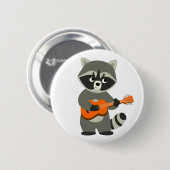 Cute Cartoon Raccoon Plays Guitar Ronde Button 5,7 Cm (Voorkant /achterkant)