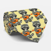 Cute Cartoon Raccoon Plays Guitar Stropdas (Opgerold)