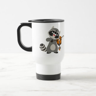Cute Cartoon Raccoon Spelen Violin Commuter Mok