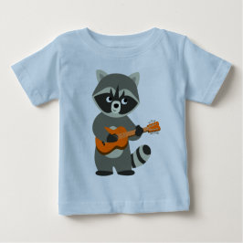 Cute Cartoon Raccoon Spuit Guitar Baby T-Shirt