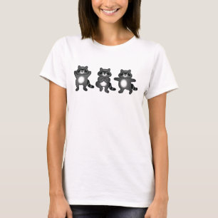 Cute Cartoon Raccoons Doing Yoga Illustration T-shirt