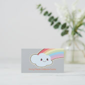 Cute Cartoon Rainbow Cloud Daycare Visitekaartjes (Staand voorkant)