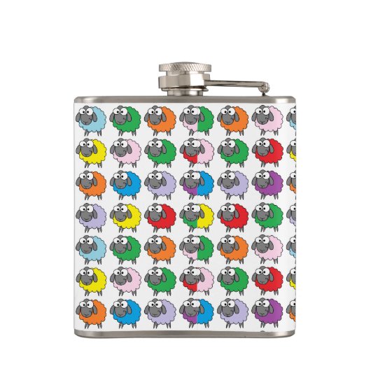 Cute Cartoon Rainbow Sheep Heupfles (Achterkant)