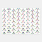 Cute Cartoon Rainbow Unicorn en Butterfly Birthda Inpakpapier Vel (Voorkant)