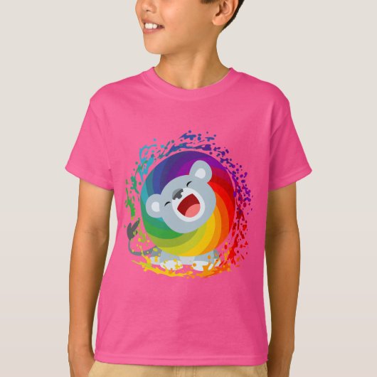 Cute Cartoon Rainbow White Lion Children T-Shirt (Voorkant)