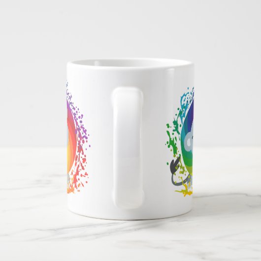 Cute Cartoon Rainbow White Lion Grote Koffiekop (Achterkant)