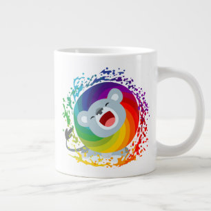 Cute Cartoon Rainbow White Lion Grote Koffiekop