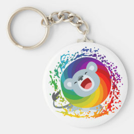 Cute Cartoon Rainbow White Lion Sleutelhanger