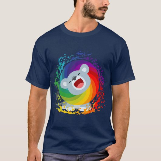 Cute Cartoon Rainbow White Lion T-Shirt (Voorkant)