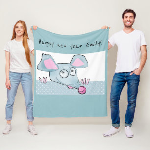 Cute cartoon rat mouse Nieuw jaar 2020 symbool kin Fleece Deken